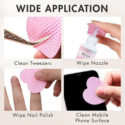 1000/500/400/200pcs Disposable Flanneless Cloth Love/Square Eyelash Makeup Remover Pad, Nail Polish Removing Pad Eyelash Extension Towel, Flanneless Cloth Nail Gel Wiping Eyelash Extension Towel Nail