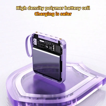 10000mAh Mini Cute Pocket Size 15W Super Fast Charging Portable Power Bank, Small Size Large Capacity High Appearance, Built-In 4-In1- Detachable Cables, High-Speed Rechargeable Battery, USB-C & Micro