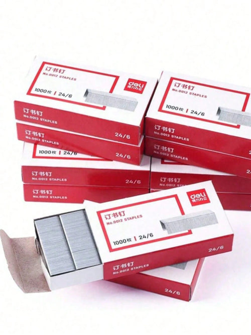 1000pcs Universal Staples, 24/6 Size, Random Packaging, Back To School Supplies, Office Essentials, Paper Binding Accessories- 1 Box