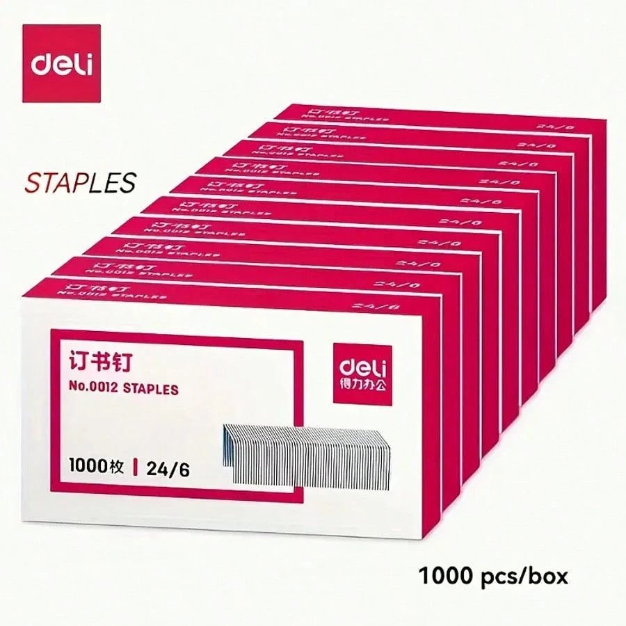1000pcs Universal Staples, 24/6 Size, Random Packaging, Back To School Supplies, Office Essentials, Paper Binding Accessories- 1 Box