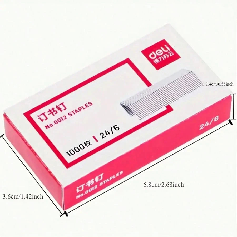 1000pcs Universal Staples, 24/6 Size, Random Packaging, Back To School Supplies, Office Essentials, Paper Binding Accessories- 1 Box
