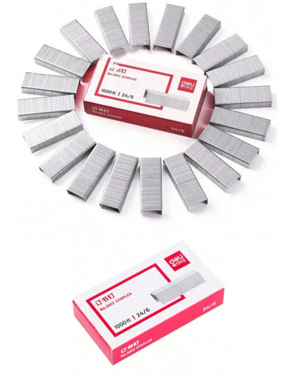 1000pcs Universal Staples, 24/6 Size, Random Packaging, Back To School Supplies, Office Essentials, Paper Binding Accessories- 1 Box