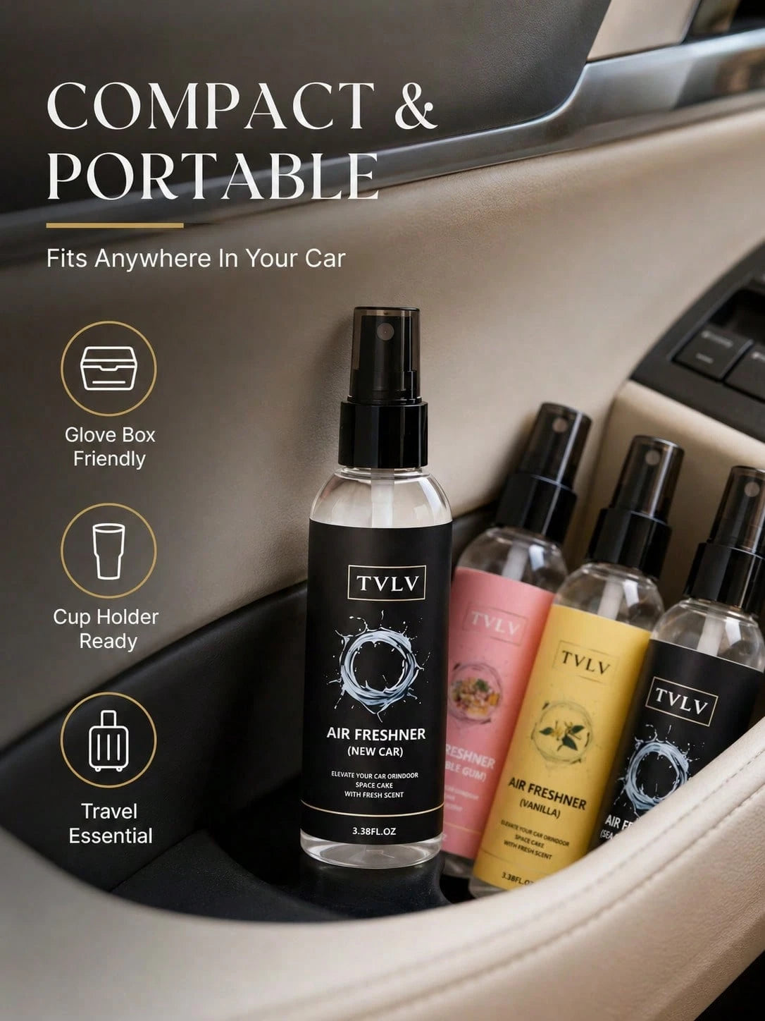 100ml Jasmine & Sea Breeze Air Freshener Spray, Long-Lasting Car Fragrance Deodorizer, Alcohol-Free Body & Hair Mist, Cute Car Accessory For Women, Bedroom Bathroom Office RV Camping Car Decor Fragran