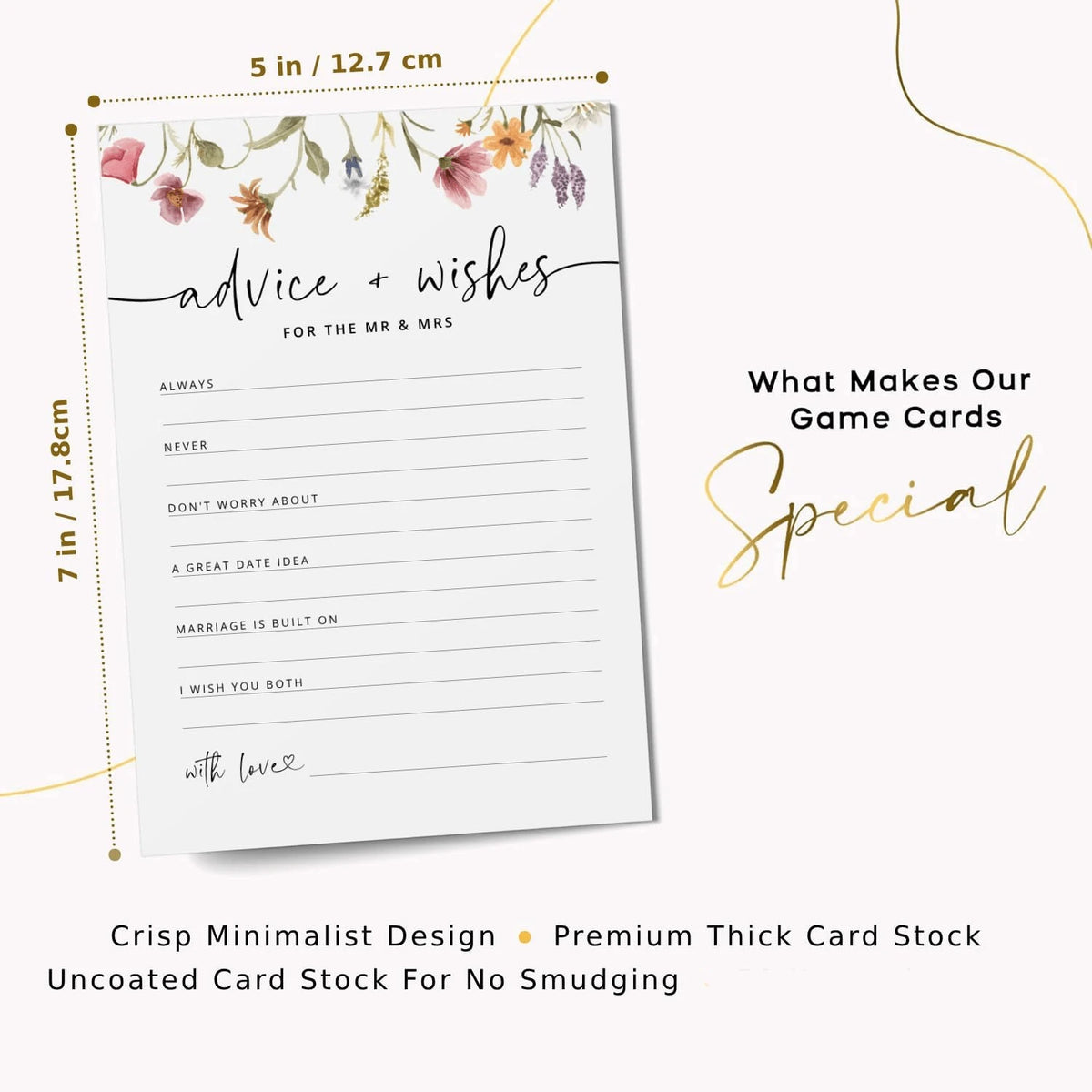 100Pcs/50Pcs Advice And Wishes For The Mr And Mrs, Floral Wedding Advice Cards, Wildflower Bridal Shower Games For Bride