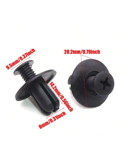 100pcs 8mm Plastic Rivets Fasteners Screws, Black Car Bumper Fender Rivet Clips, Kia, And Other Vehicle Models