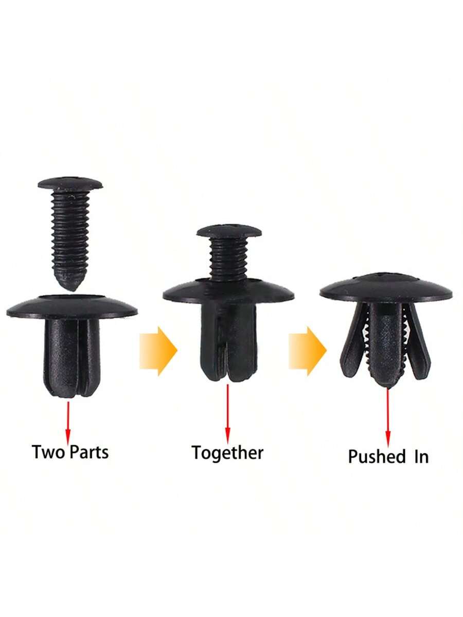 100pcs 8mm Plastic Rivets Fasteners Screws, Black Car Bumper Fender Rivet Clips, Kia, And Other Vehicle Models