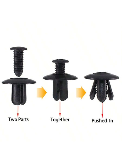 100pcs 8mm Plastic Rivets Fasteners Screws, Black Car Bumper Fender Rivet Clips, Kia, And Other Vehicle Models