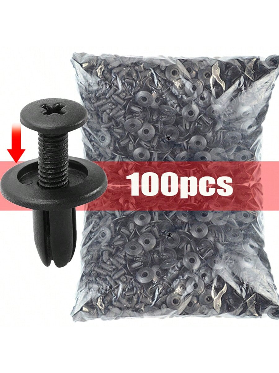 100pcs 8mm Plastic Rivets Fasteners Screws, Black Car Bumper Fender Rivet Clips, Kia, And Other Vehicle Models