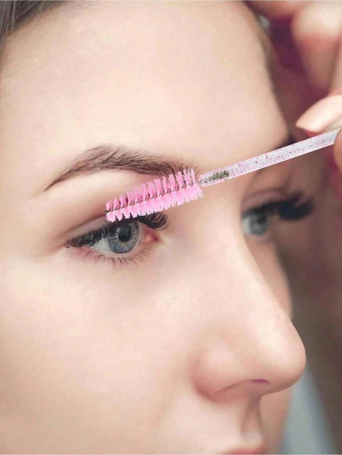 100PCS Crystal Pink Eyelash Brushes, Mascara Wands With Container, Bendable Eyebrow Spoolies, Lash Brush For Lash Extensions, Eyebrow Spoolie, Castor Oil Brushes