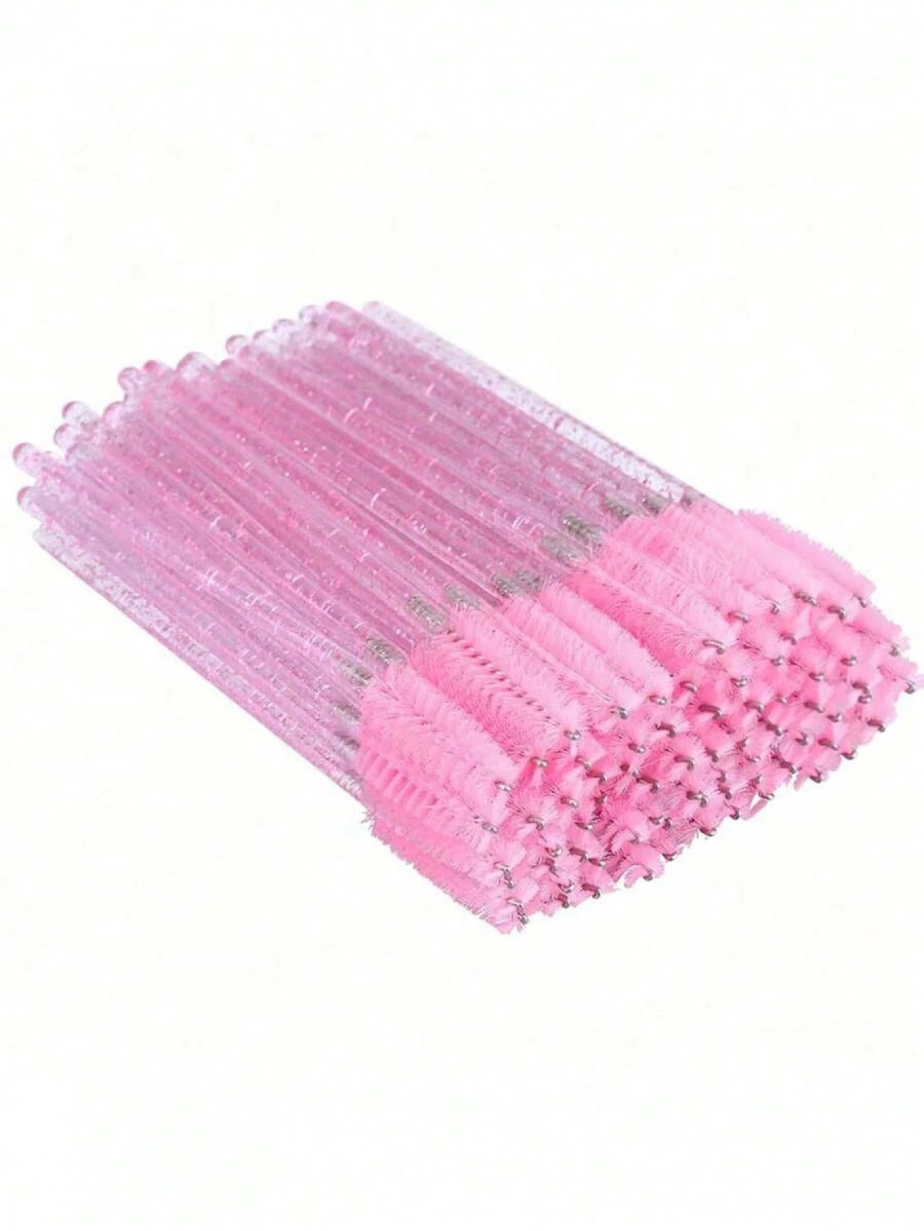 100PCS Crystal Pink Eyelash Brushes, Mascara Wands With Container, Bendable Eyebrow Spoolies, Lash Brush For Lash Extensions, Eyebrow Spoolie, Castor Oil Brushes