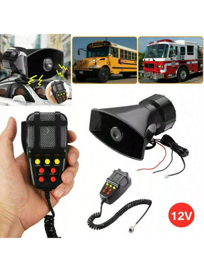 100W 12V 7 Sound Loud Car Alarm P-Olice Fire Horn Siren PA Speaker MIC System Kit
