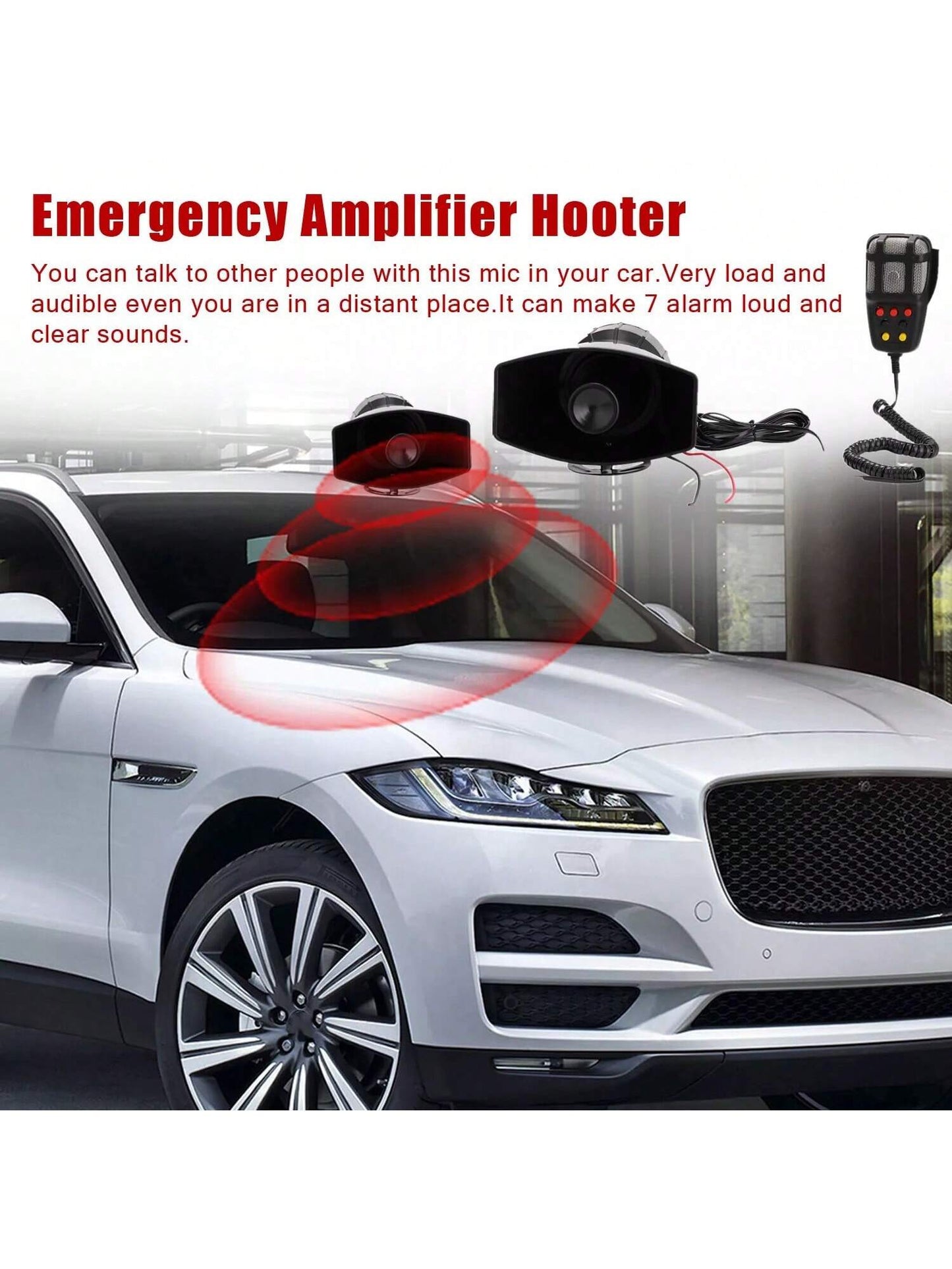 100W 12V 7 Sound Loud Car Alarm P-Olice Fire Horn Siren PA Speaker MIC System Kit