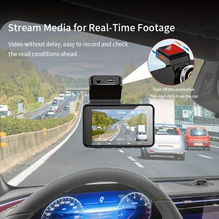 1080P HD Dual Dash Cam FULL HD Rearview Mirror Cam Camera Front Rear Video Recorder, LCD Display, Includes 64GB Memory Card