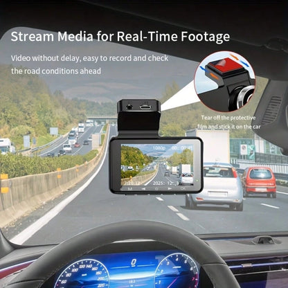 1080P HD Dual Dash Cam FULL HD Rearview Mirror Cam Camera Front Rear Video Recorder, LCD Display, Includes 64GB Memory Card