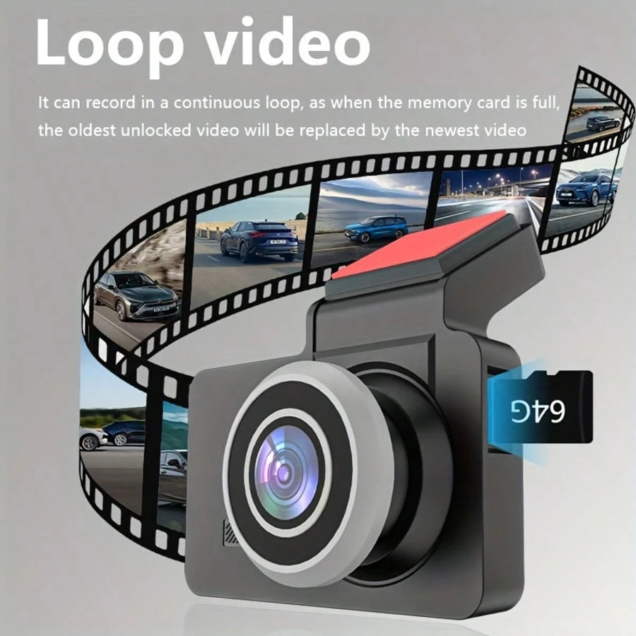1080P HD Dual Dash Cam FULL HD Rearview Mirror Cam Camera Front Rear Video Recorder, LCD Display, Includes 64GB Memory Card