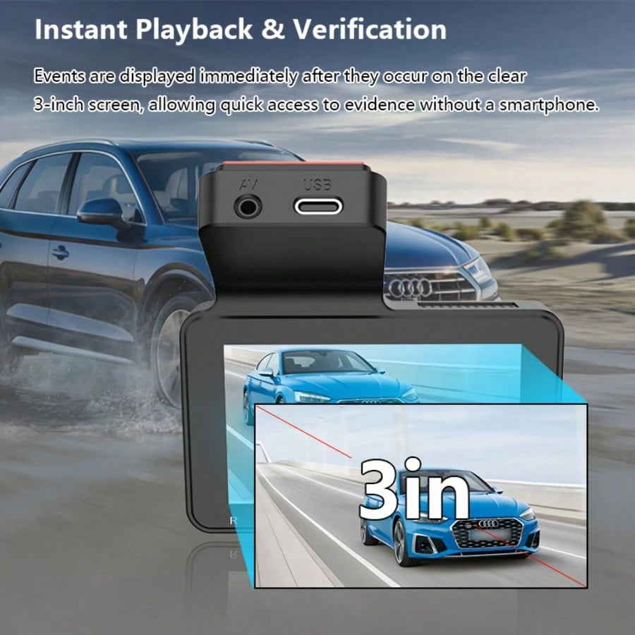 1080P HD Dual Dash Cam FULL HD Rearview Mirror Cam Camera Front Rear Video Recorder, LCD Display, Includes 64GB Memory Card