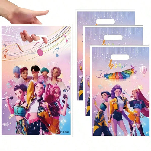 10pcs-Hasbro-Kpop Demon Hunter Girl Group Pink Tableware Birthday Party Scene Decoration Banner Set