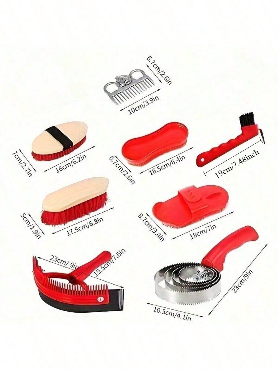 10pcs Horse Grooming Kit, Horse Care Set, Includes Horse Brush, Curry Comb, Hoof Pick, Sweat Scraper For Horse Riding Care