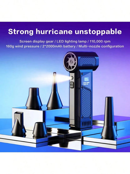 110000RPM Jet Dry Blower High Power Mini Turbo Fan Air Duster 4 Speed LED Digital Display 4000mAh PC Keyboard Cleaner