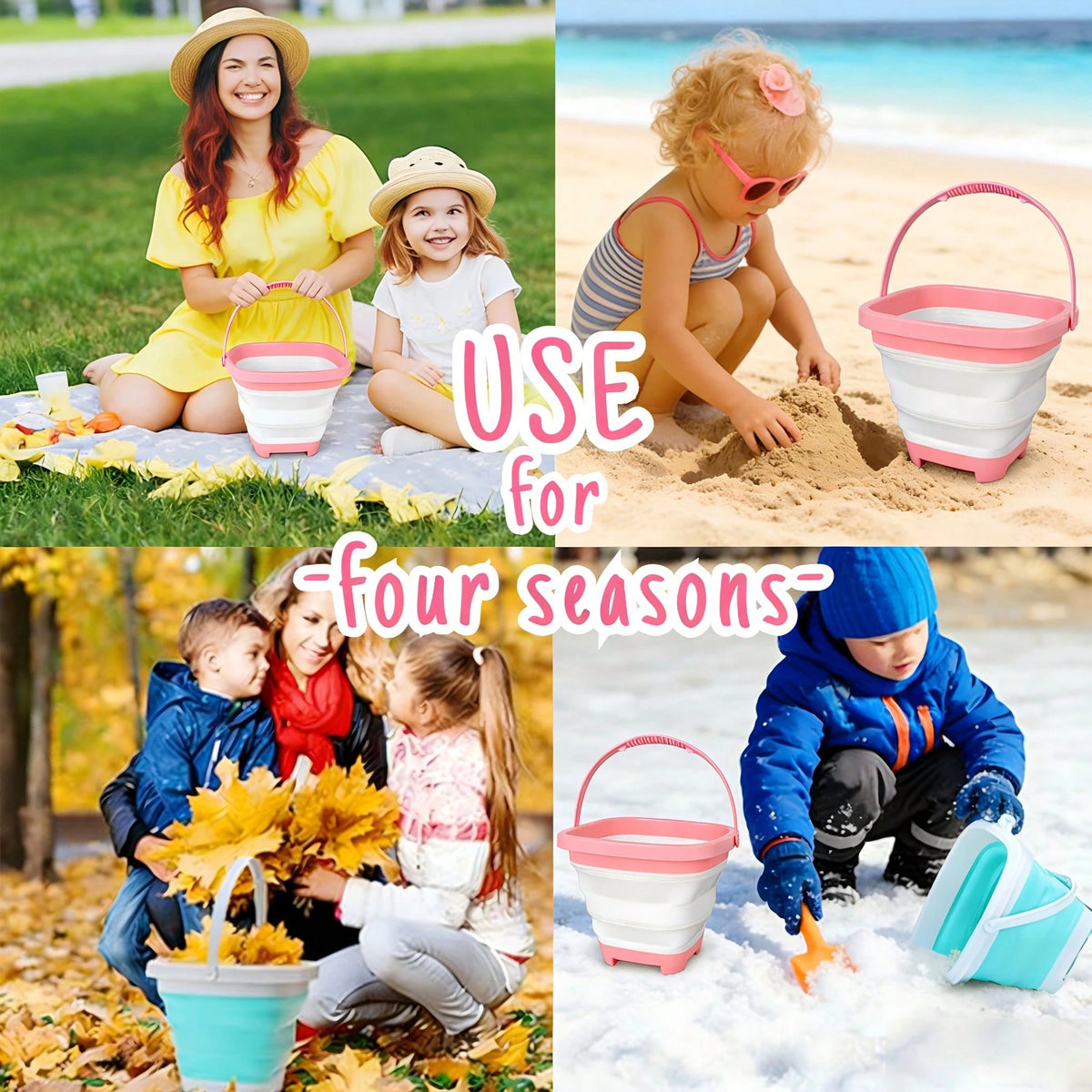 11Pcs Beach Toy Set For Kids, Collapsible Silicone Bucket & Shovels Set With Sand Molds, Beach Essentials For Outdoor Play Summer Fun