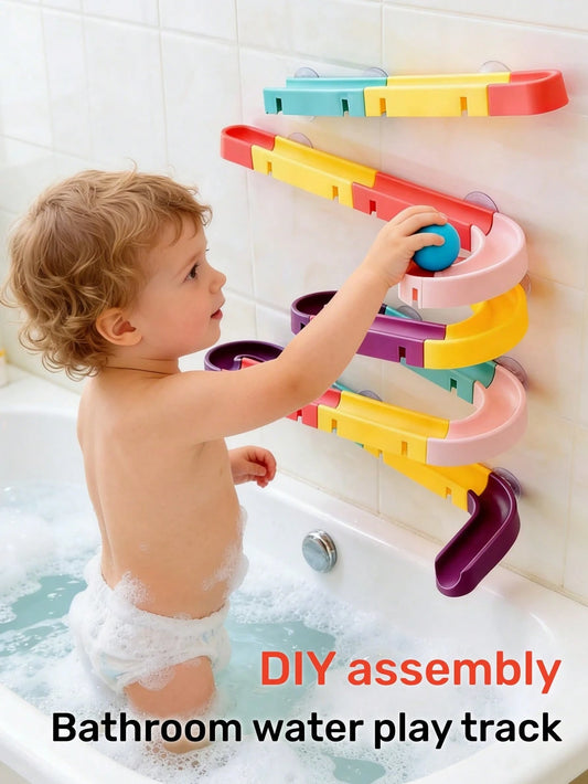 12/16pcs Bathroom Assembly Track Toy Set, Non-Electric Plastic Water Slide Game With Rolling Balls, Creative DIY Assembly Pipe Blocks, Suitable For Toddlers- Fun Shower Game, Suitable For 3-6 Years O