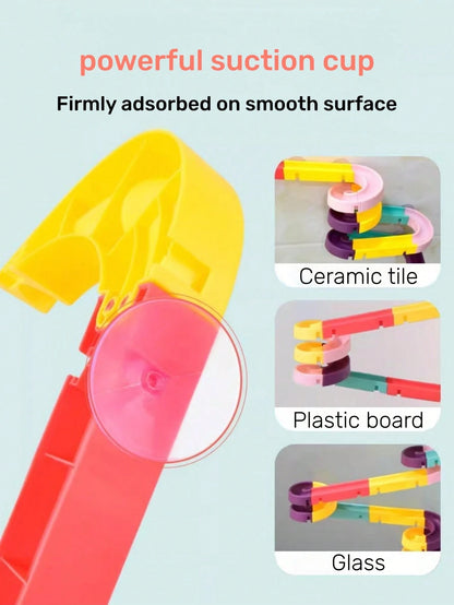 12/16pcs Bathroom Assembly Track Toy Set, Non-Electric Plastic Water Slide Game With Rolling Balls, Creative DIY Assembly Pipe Blocks, Suitable For Toddlers- Fun Shower Game, Suitable For 3-6 Years O