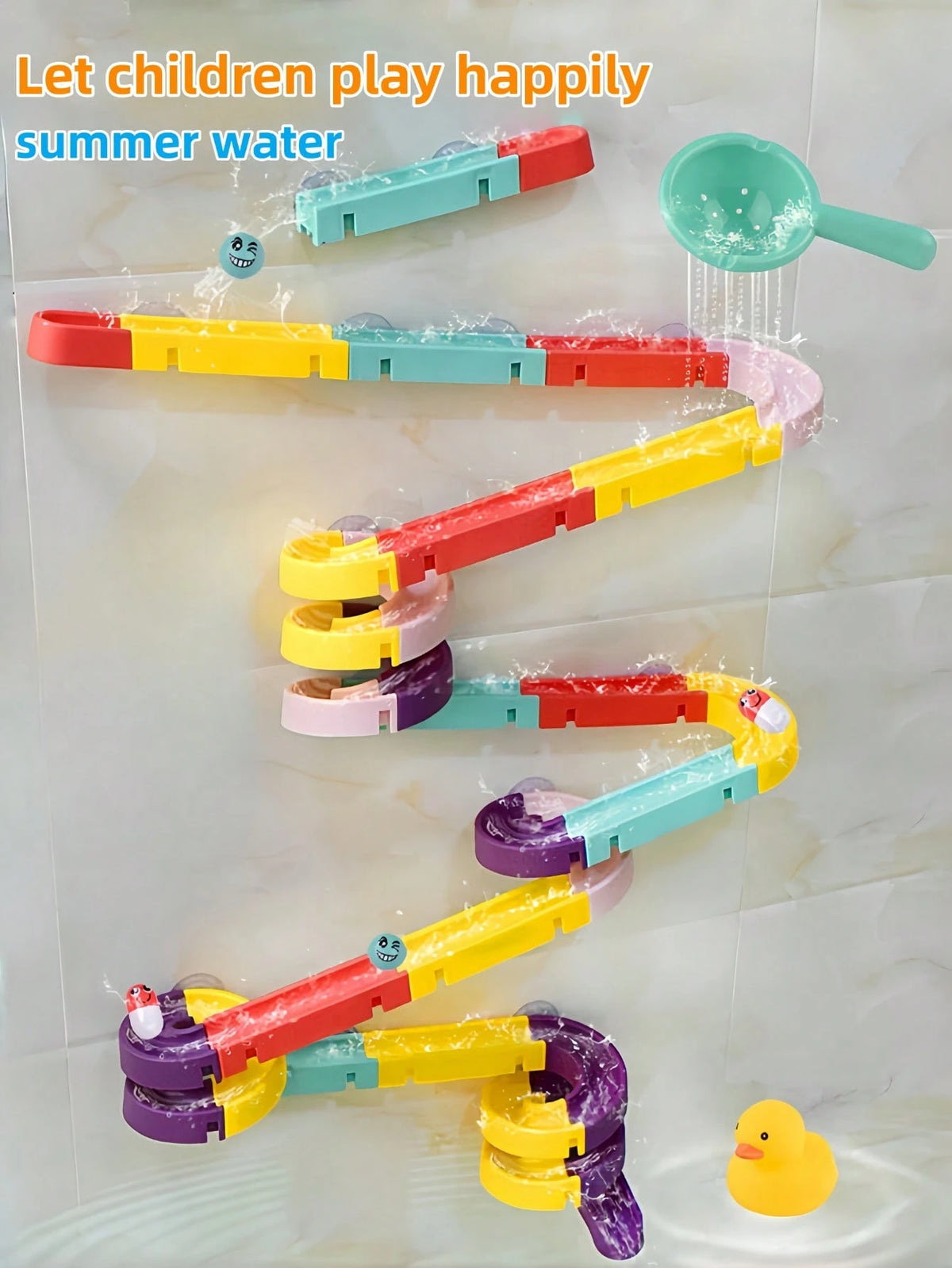 12/16pcs Bathroom Assembly Track Toy Set, Non-Electric Plastic Water Slide Game With Rolling Balls, Creative DIY Assembly Pipe Blocks, Suitable For Toddlers- Fun Shower Game, Suitable For 3-6 Years O