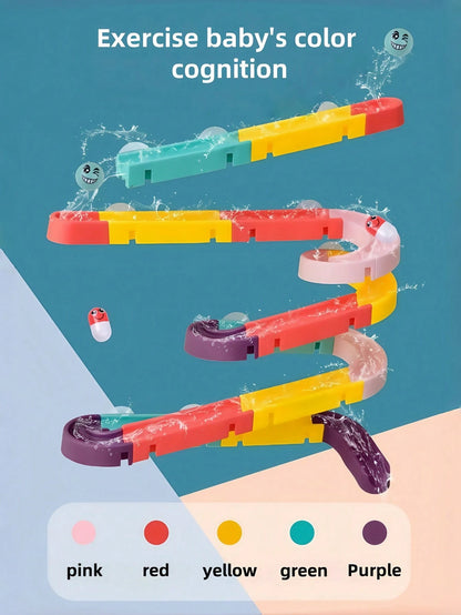 12/16pcs Bathroom Assembly Track Toy Set, Non-Electric Plastic Water Slide Game With Rolling Balls, Creative DIY Assembly Pipe Blocks, Suitable For Toddlers- Fun Shower Game, Suitable For 3-6 Years O
