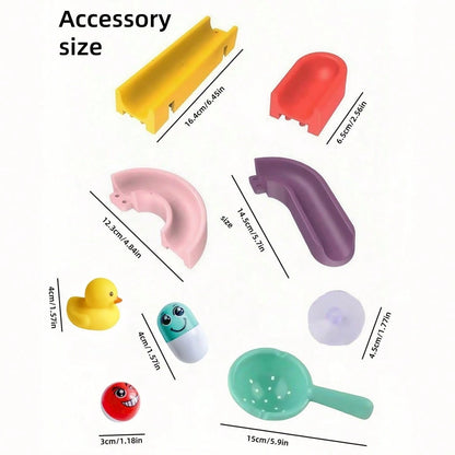 12/16pcs Bathroom Assembly Track Toy Set, Non-Electric Plastic Water Slide Game With Rolling Balls, Creative DIY Assembly Pipe Blocks, Suitable For Toddlers- Fun Shower Game, Suitable For 3-6 Years O