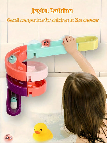 12/16pcs Bathroom Assembly Track Toy Set, Non-Electric Plastic Water Slide Game With Rolling Balls, Creative DIY Assembly Pipe Blocks, Suitable For Toddlers- Fun Shower Game, Suitable For 3-6 Years O