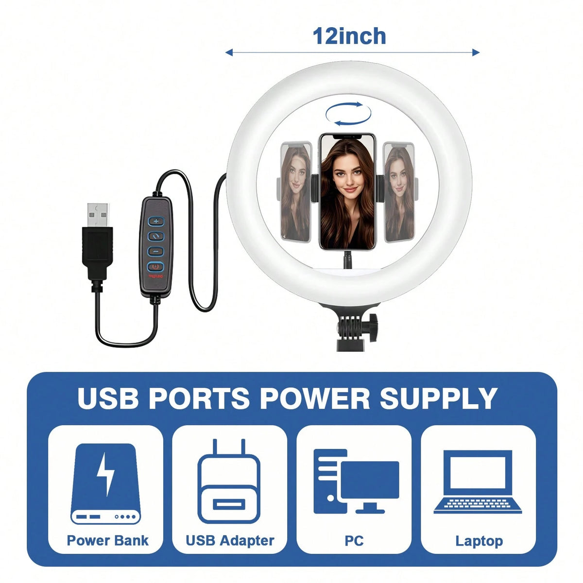 12-Inch Ring Light Strip, 63-Inch Extendable Tripod And Phone Holder, Dimmable LED Ring Light For Photography And Live Streaming, Suitable For Selfie Camera Photography/Makeup/Video/Live Streaming.Thi
