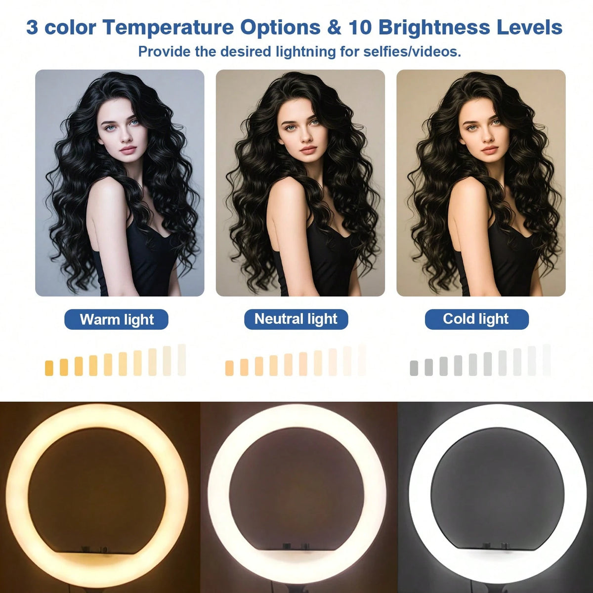 12-Inch Ring Light Strip, 63-Inch Extendable Tripod And Phone Holder, Dimmable LED Ring Light For Photography And Live Streaming, Suitable For Selfie Camera Photography/Makeup/Video/Live Streaming.Thi