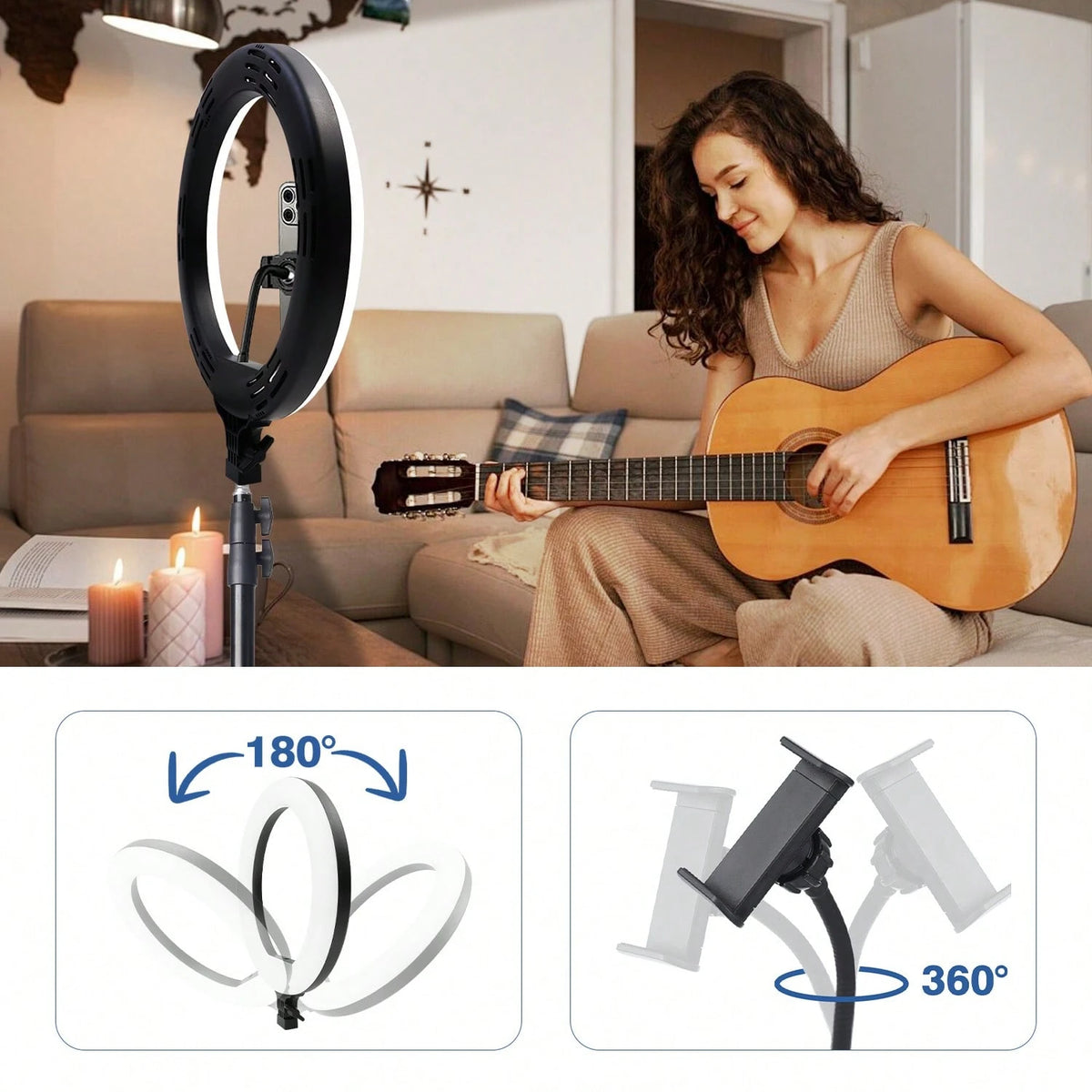 12-Inch Ring Light Strip, 63-Inch Extendable Tripod And Phone Holder, Dimmable LED Ring Light For Photography And Live Streaming, Suitable For Selfie Camera Photography/Makeup/Video/Live Streaming.Thi