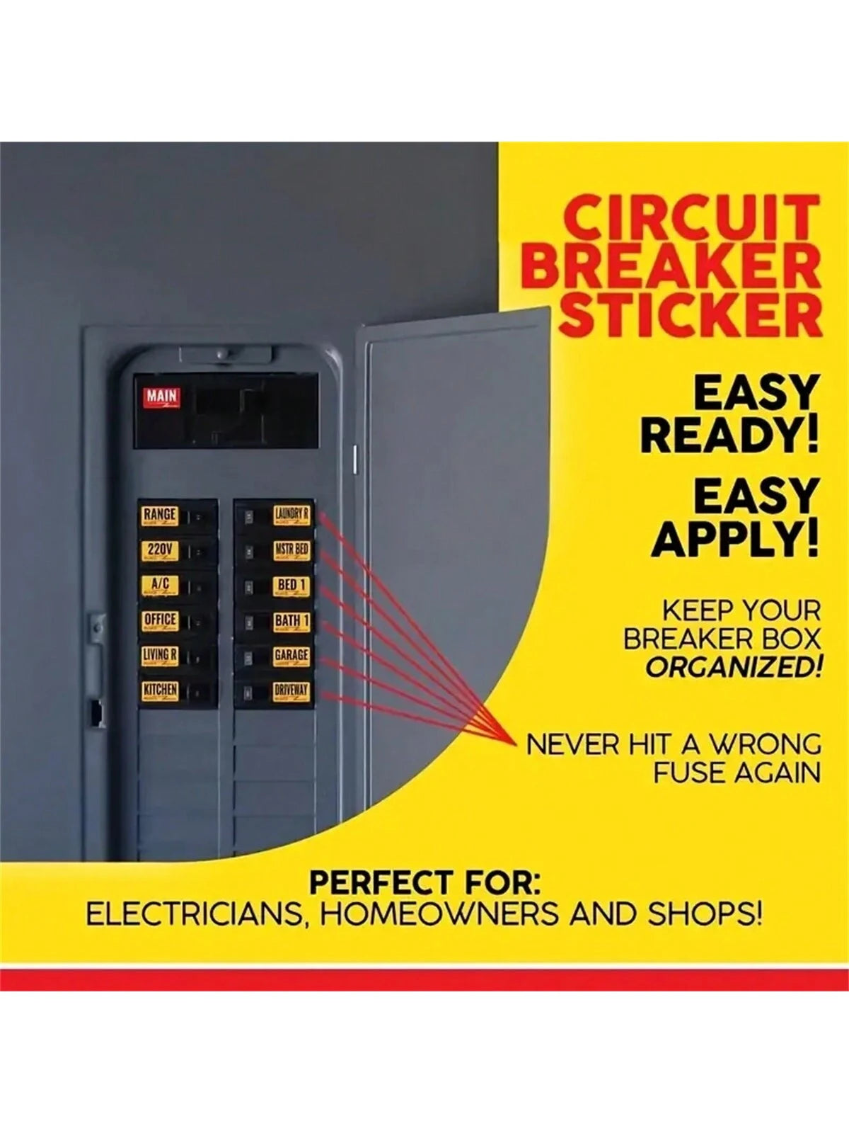 129pcs Set, Electrical Box Panel Labels, Circuit Breaker Catalog Labels, Conspicuous Identification Labels Stickers, Weatherproof Fuse Box Stickers