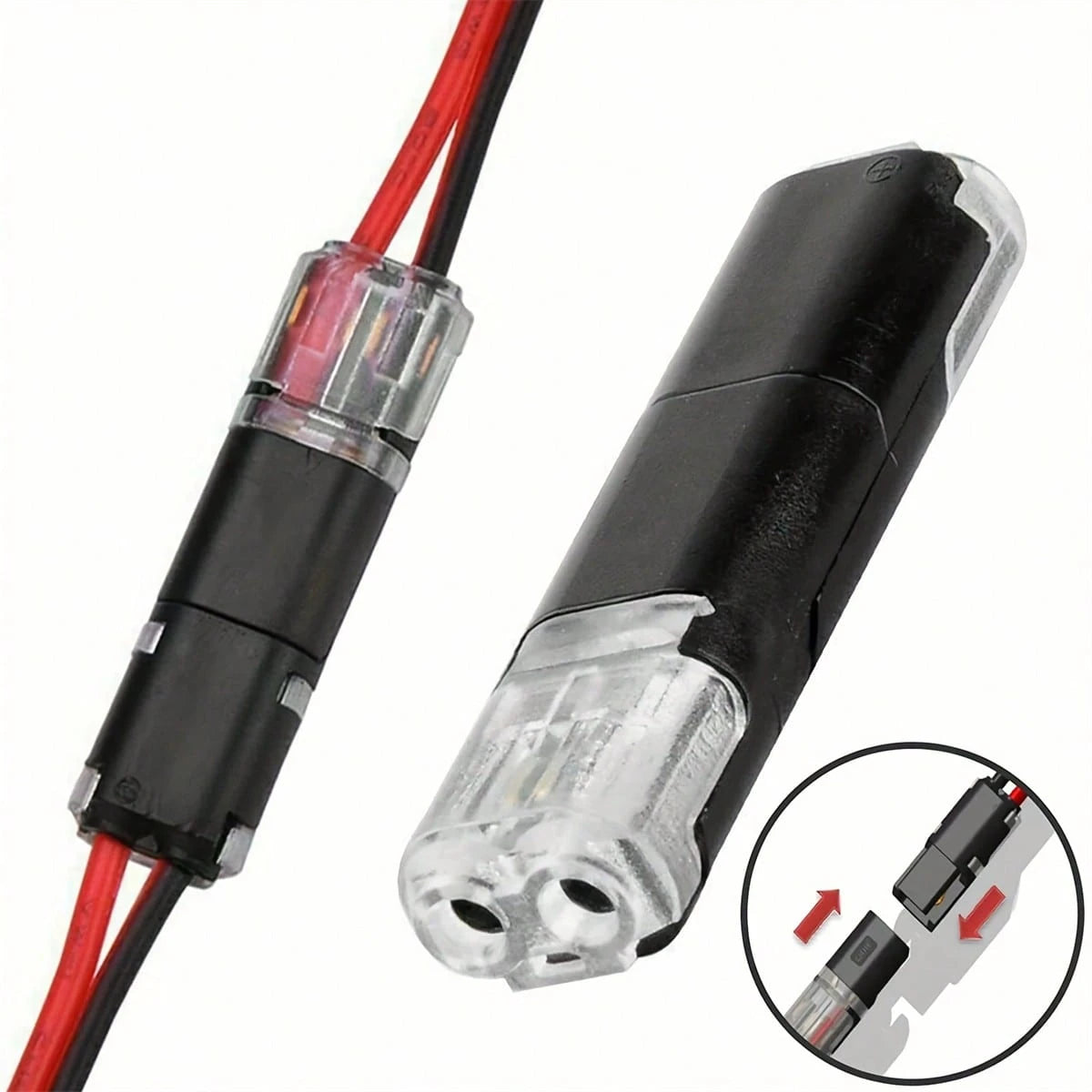 12pcs/60pcs Dual-Wire Insertion Connector, 2-Pin 2-Port, PVC Insulated, Copper Contact Material, Quick Connect Terminal, No-Load Power Mode, With Locking Clip, For LED Wire Connection In Automotive An