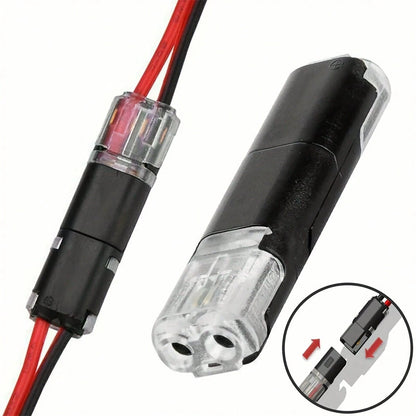 12pcs/60pcs Dual-Wire Insertion Connector, 2-Pin 2-Port, PVC Insulated, Copper Contact Material, Quick Connect Terminal, No-Load Power Mode, With Locking Clip, For LED Wire Connection In Automotive An