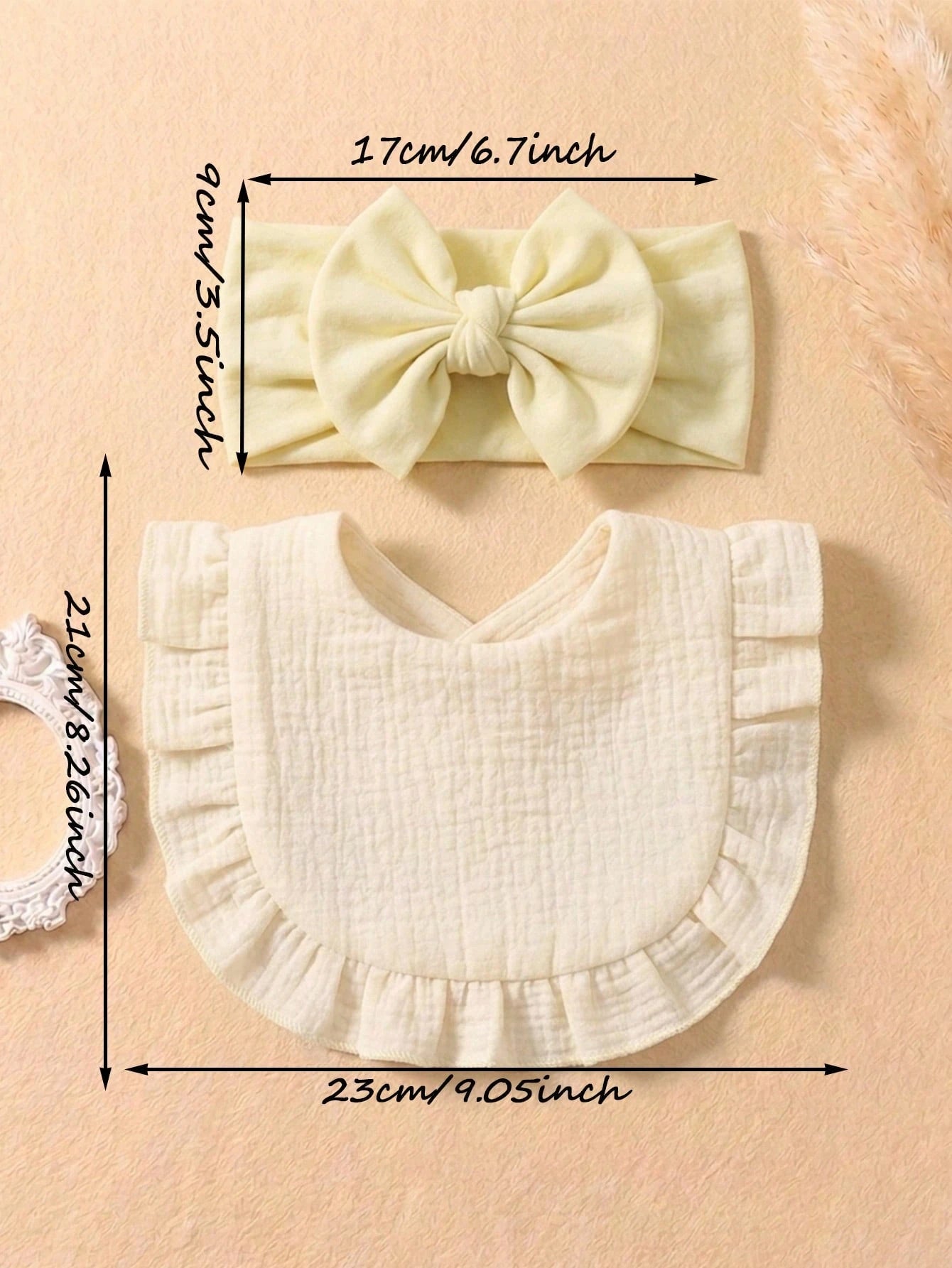 12PCS Newborn 3D Bow Headband + Ruched Texture Baby Bib, Minimalist Milk Style Multi-Color Baby Fontanelle Protection Hair Accessory Set