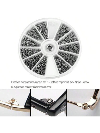 12pcs Repair Parts Tool Set, Includes Small Screws And Nuts, Suitable For Watch, Glasses And Other Repair Parts