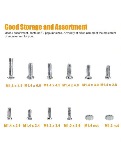 12pcs Repair Parts Tool Set, Includes Small Screws And Nuts, Suitable For Watch, Glasses And Other Repair Parts