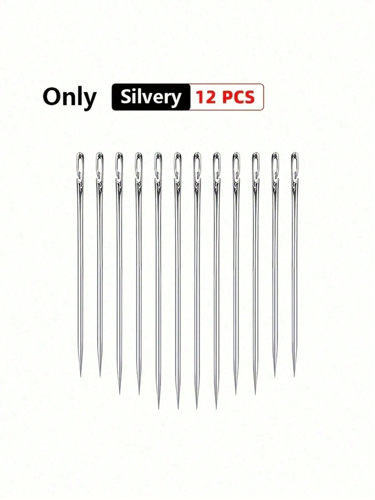 12pcs Stainless Steel Easy-Threading Side Hole Sewing Needles, Suitable For Elderly Handcraft, DIY Household Arts & Crafts Accessories- White, Sewing Needles
