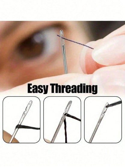 12pcs Stainless Steel Easy-Threading Side Hole Sewing Needles, Suitable For Elderly Handcraft, DIY Household Arts & Crafts Accessories- White, Sewing Needles