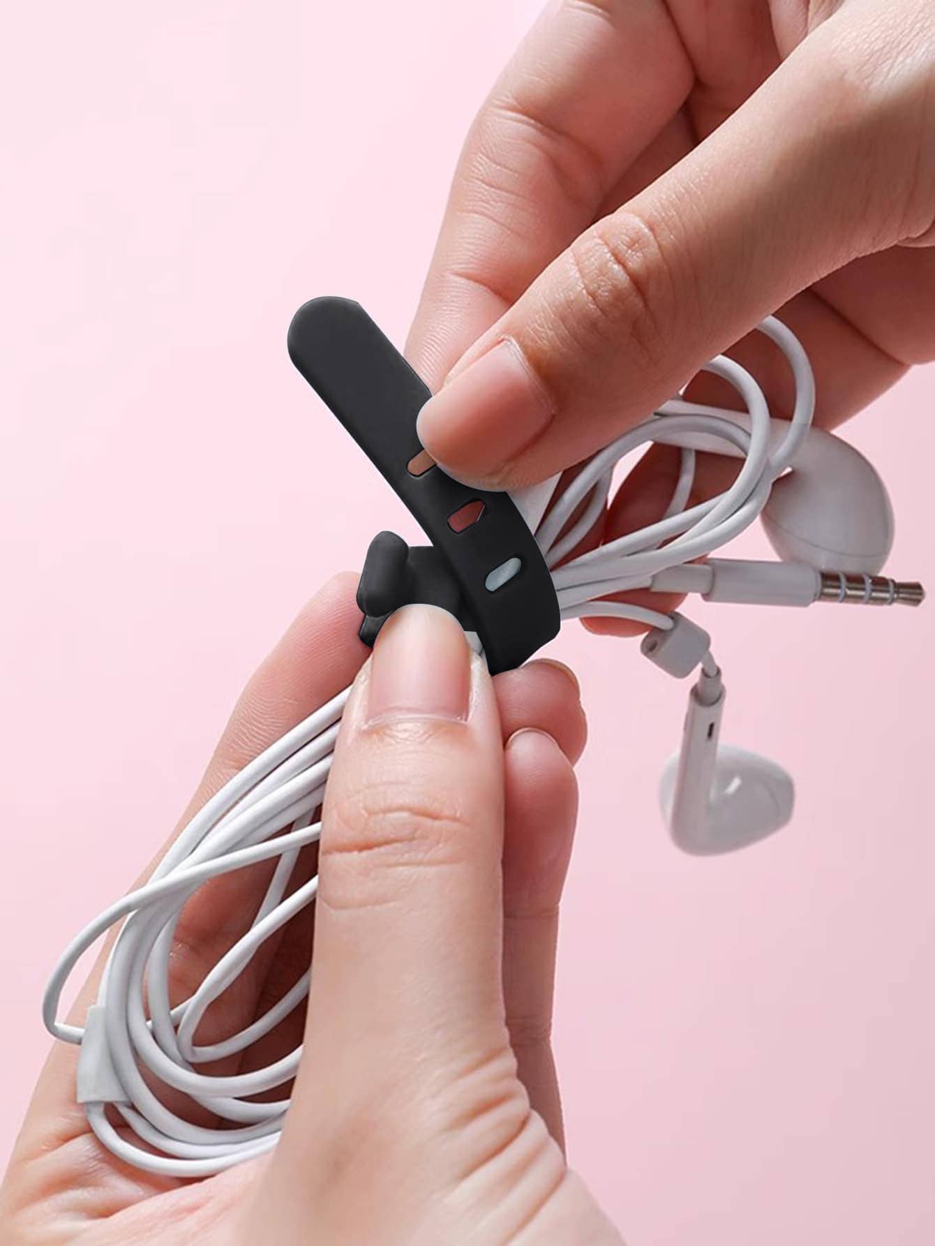 12pcs White Portable Silicon Cable Ties With Buckle For Data Cable, Ethernet Cable, Earphone, Charging Cable Management, Loss Prevention Cable Organizer