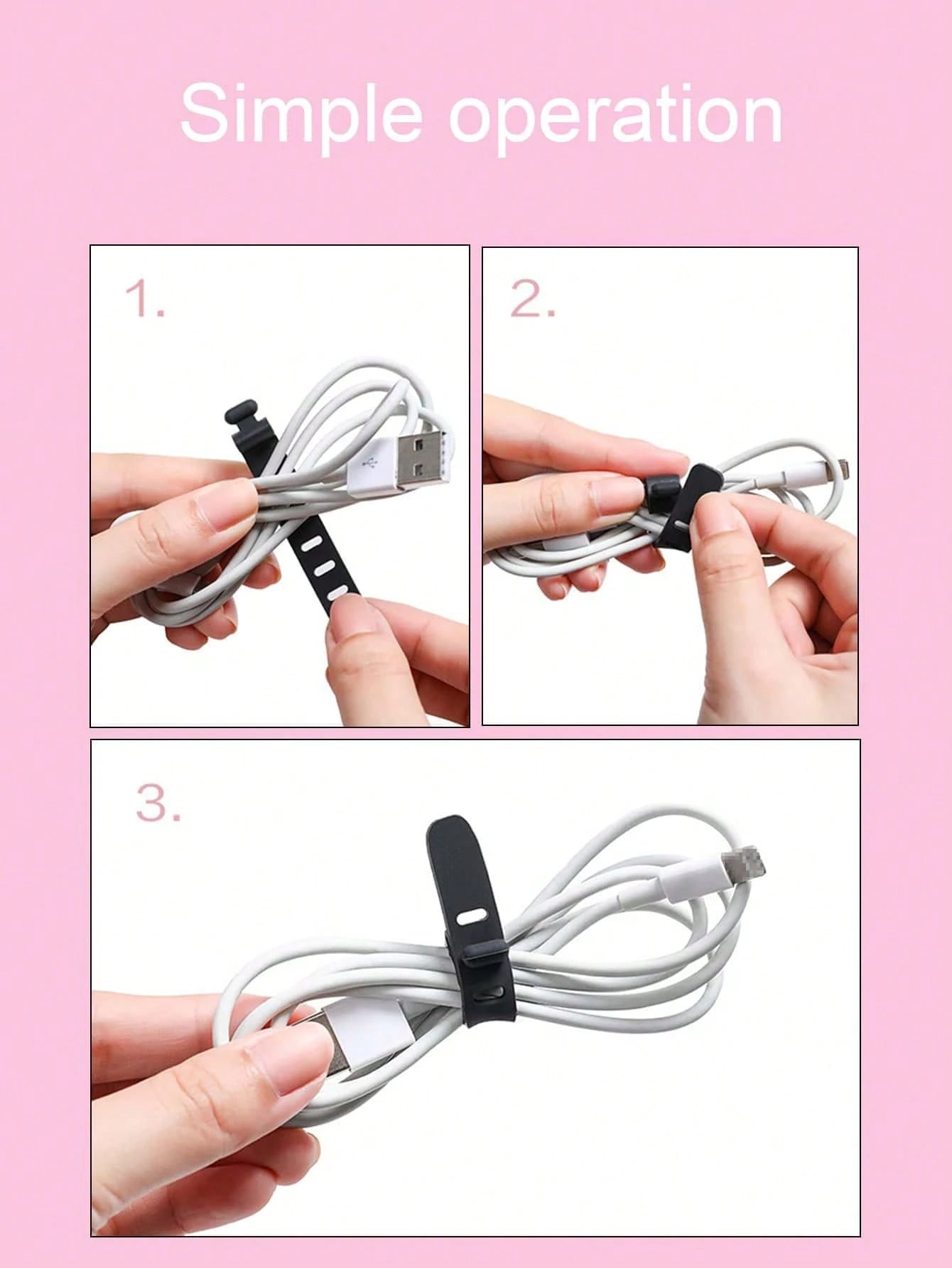 12pcs White Portable Silicon Cable Ties With Buckle For Data Cable, Ethernet Cable, Earphone, Charging Cable Management, Loss Prevention Cable Organizer