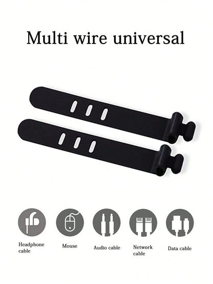 12pcs White Portable Silicon Cable Ties With Buckle For Data Cable, Ethernet Cable, Earphone, Charging Cable Management, Loss Prevention Cable Organizer