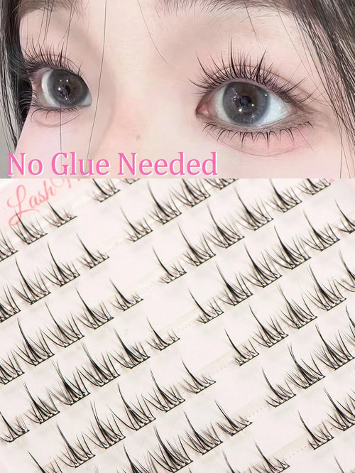 132 Clusters Glue-Free Sunflower Eyelash Bundles, 6-12MM Mixed Length, Pre-Adhesive Strip Included, Quick Application Without Extra Lash Glue, Sunflower Radial Cluster Design With Natural Curl, Define
