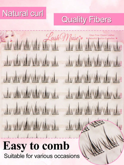 132 Clusters Glue-Free Sunflower Eyelash Bundles, 6-12MM Mixed Length, Pre-Adhesive Strip Included, Quick Application Without Extra Lash Glue, Sunflower Radial Cluster Design With Natural Curl, Define