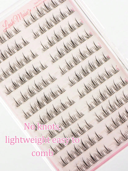 132 Clusters Glue-Free Sunflower Eyelash Bundles, 6-12MM Mixed Length, Pre-Adhesive Strip Included, Quick Application Without Extra Lash Glue, Sunflower Radial Cluster Design With Natural Curl, Define
