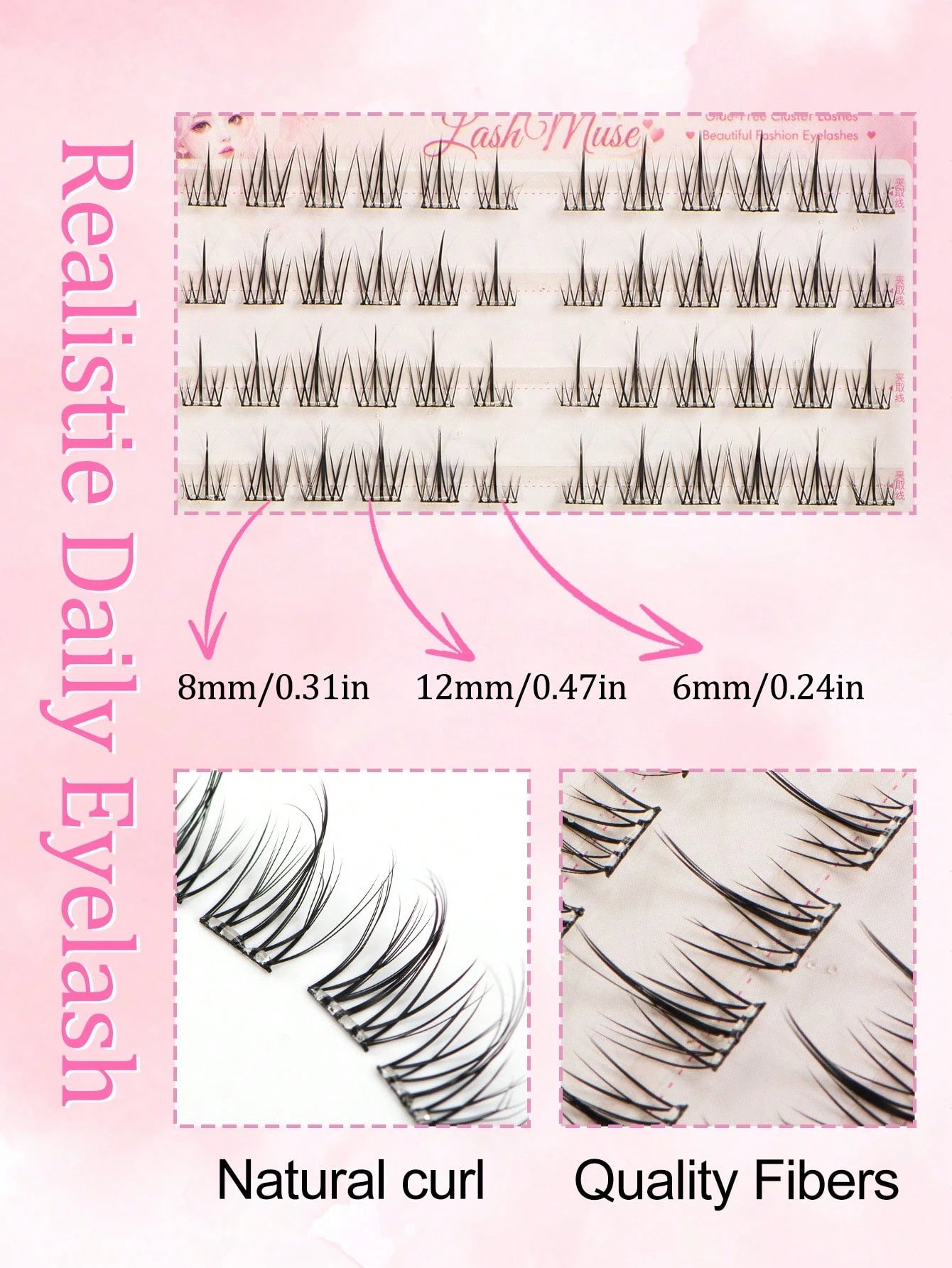 132 Clusters Glue-Free Sunflower Eyelash Bundles, 6-12MM Mixed Length, Pre-Adhesive Strip Included, Quick Application Without Extra Lash Glue, Sunflower Radial Cluster Design With Natural Curl, Define