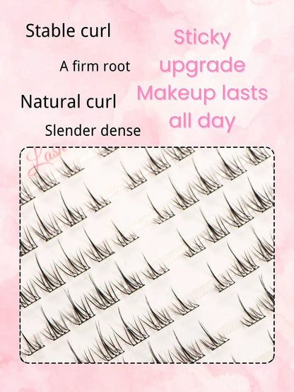 132 Clusters Glue-Free Sunflower Eyelash Bundles, 6-12MM Mixed Length, Pre-Adhesive Strip Included, Quick Application Without Extra Lash Glue, Sunflower Radial Cluster Design With Natural Curl, Define