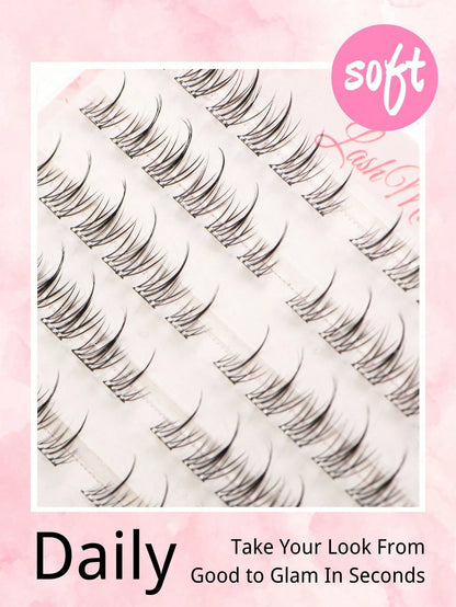 132 Clusters Glue-Free Sunflower Eyelash Bundles, 6-12MM Mixed Length, Pre-Adhesive Strip Included, Quick Application Without Extra Lash Glue, Sunflower Radial Cluster Design With Natural Curl, Define